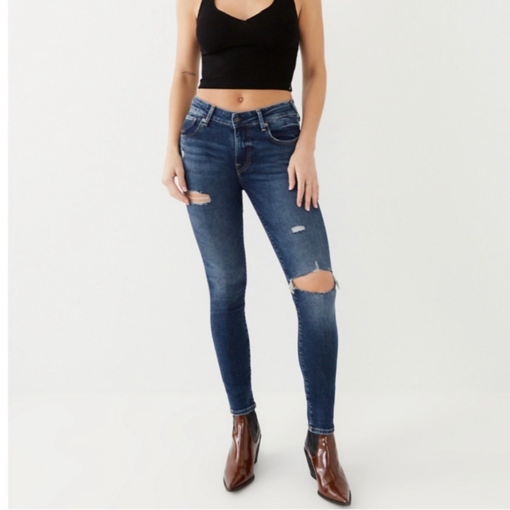 ❣️TRUE RELIGION JENNY CURVY JEANS DISTRESSED SIZE 26❣️